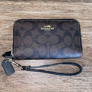 Coach double zipper wallet
